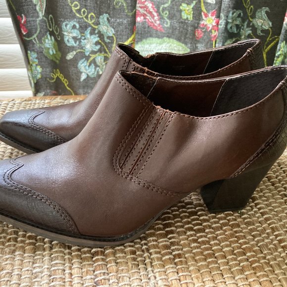 Artivo Leather Croc Brown Slip on Boot Shoe Western Cowboy Style  9.5M - Picture 10 of 11